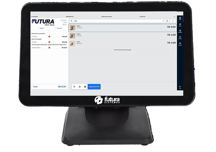 Tela do Futura PDV Online em monitor de caixa